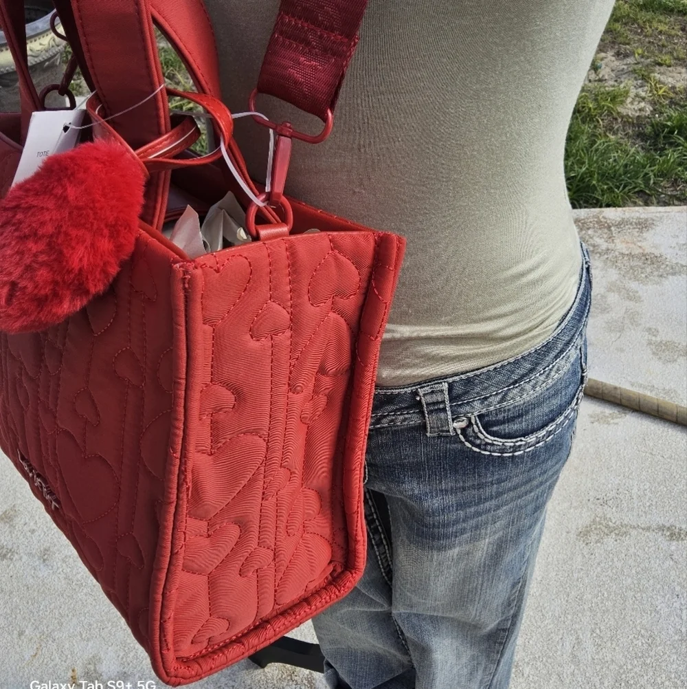 Betsey Johnson Red Quilted Heart Tote
